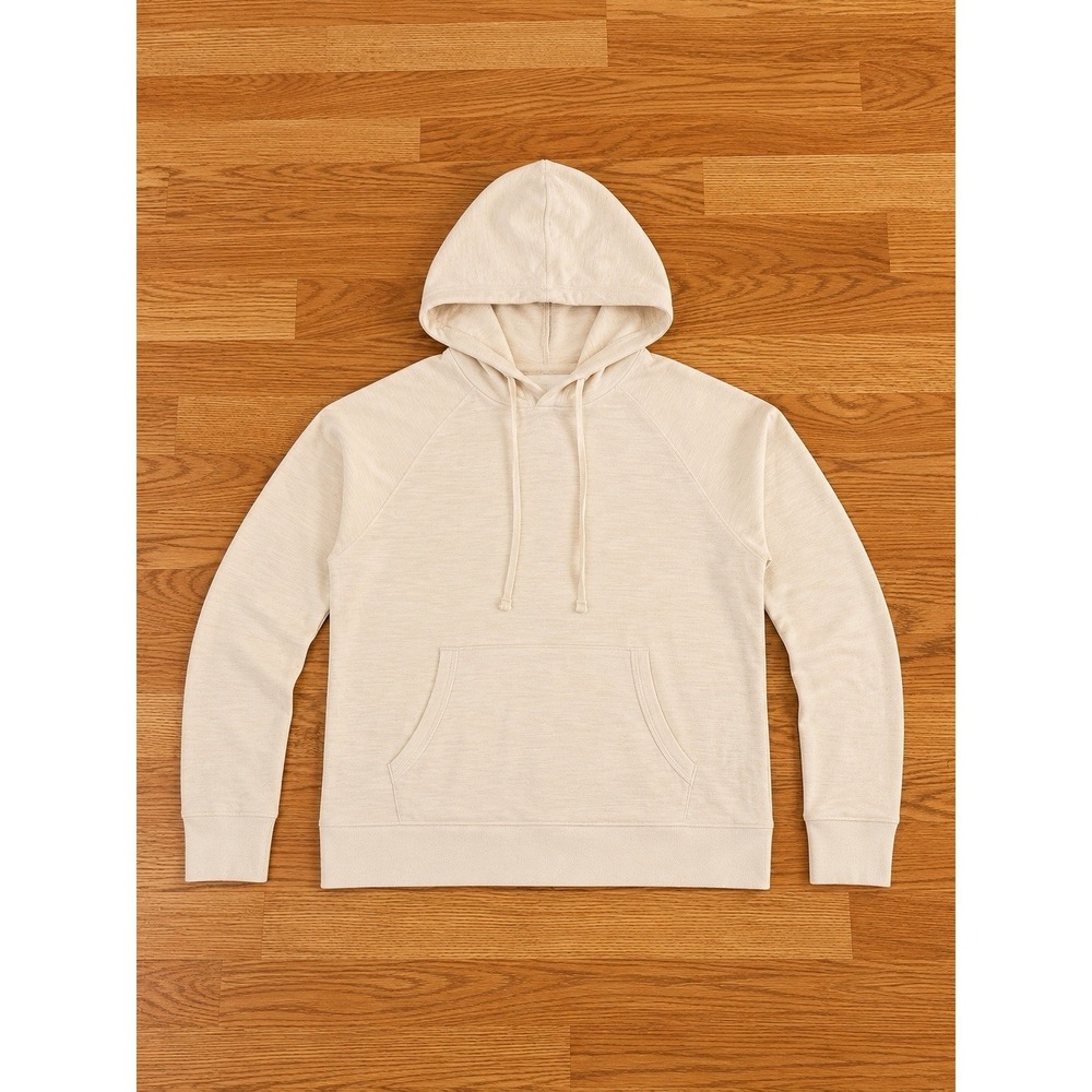 Faherty Sunwashed Hoodie Mens S Cream Organic Cotton Slub Pullover Beach